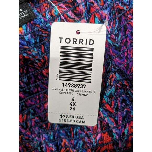 New! Maxi Challis Smocked  Ruffle Strapless Off Shoulder Flowy Dress, 4(4X/26) - Picture 7 of 7